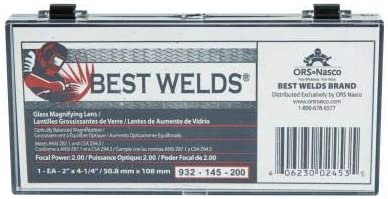 Best Welds 932-145-200 Bw-2x4-1/4 Glass Mag Lens 2.00 Diopter