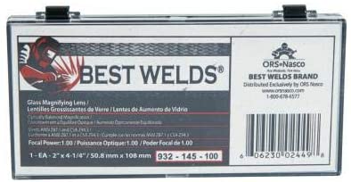 BEST WELDS 932-145-100 BW-2X4-1/4 GLASS MAG LENS 1.00 DIOPTER